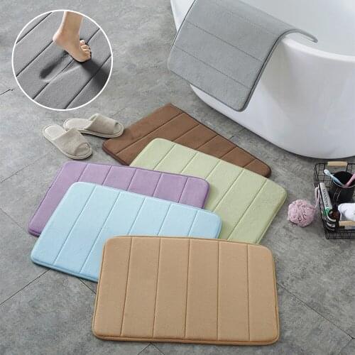 Home Bath Absorbent Bathroom Carpet Water Non-Slip Soft Washable Rug Memory Foam Toilet Floor Mat Living Room Bedroom 40x60cm