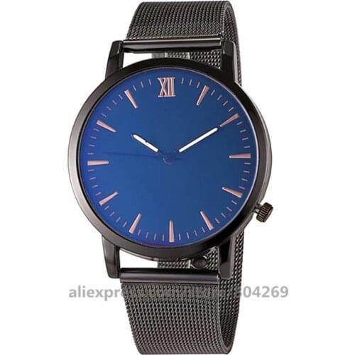 Popular New Hot Brand Luxury Blue Mesh Women Fashion Black Case Dress Wristwatches Women Quartz Watches 920170