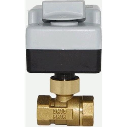 1/2" Brass Motorized Ball Valve 3-Wire Two Control Electric Actuator AC220V 3 Ways /2 Way with Manual Switch