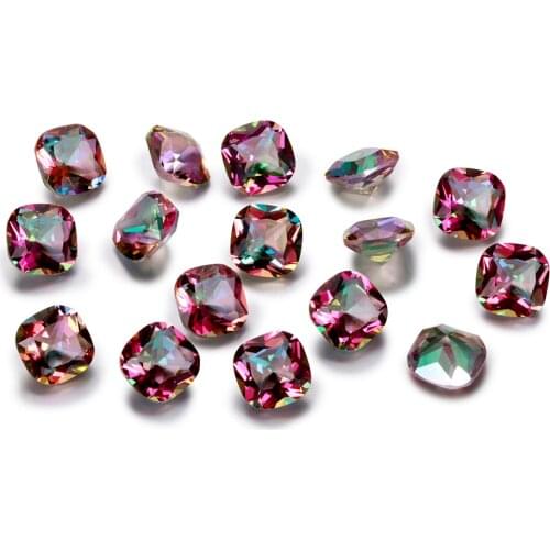 1.5-2.5ct Top Brand Rainbow Mystery Topaz Loose Gemstone 9x9MM Square Cut Stones Jewelry Decoration Stone 10 pcs/set