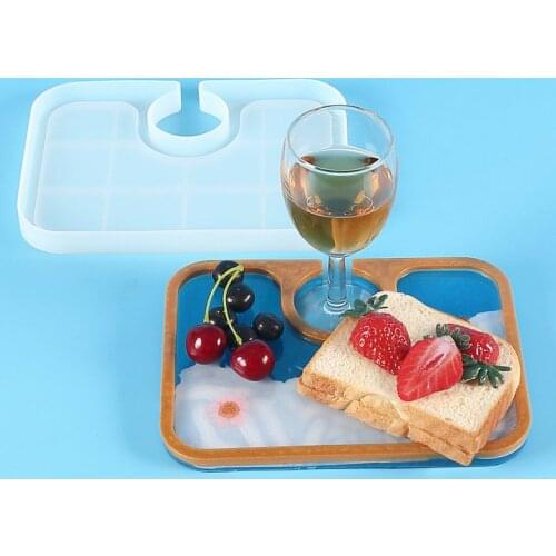 1PC Resin Epoxy Storage Tray Mirror Coaster Breakfast Plate Silicone Moulds Home Dining Table Decoration
