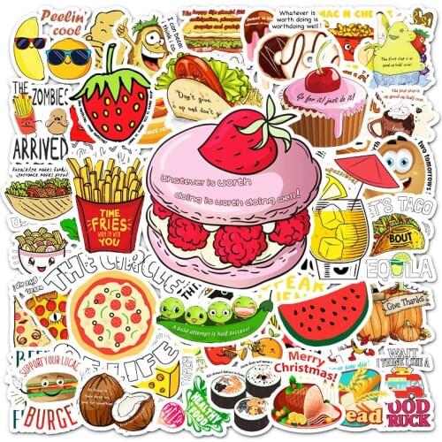 10/30/50PCS Cute Cartoon Food Sticker Decoration Scrapbooking Creative Stationary School Supplies Graffiti Sticker Decal Kid Toy