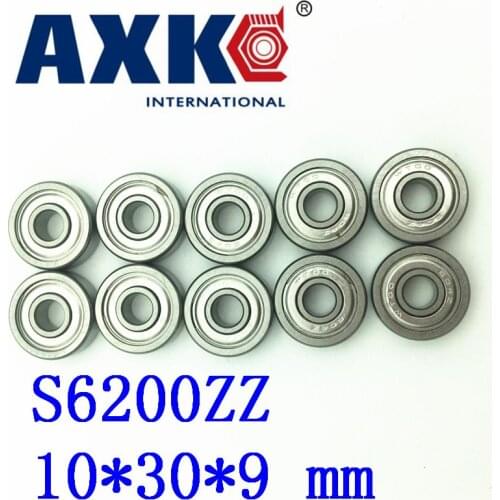 Axk 10pcs Free Shipping Sus440c Environmental Corrosion Resistant Stainless Steel Deep Groove Ball Bearings S6200zz 10*30*9 Mm