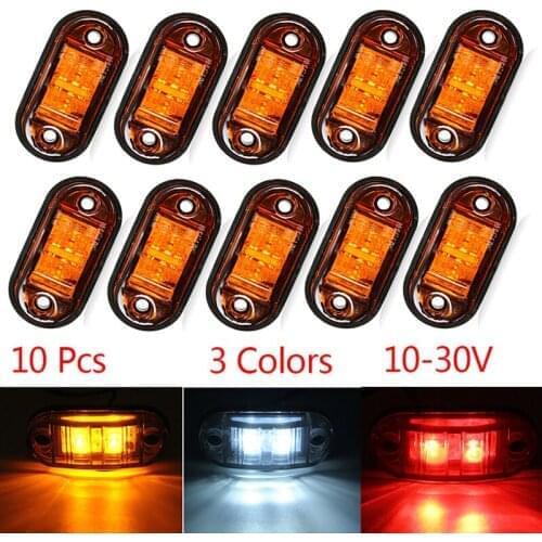 Warning Light LED Diode Light Trailer Truck Orange White Red LED Side Marker Lamp Oval Clearance Trailer Light 66x27.5mm 10 Pcs