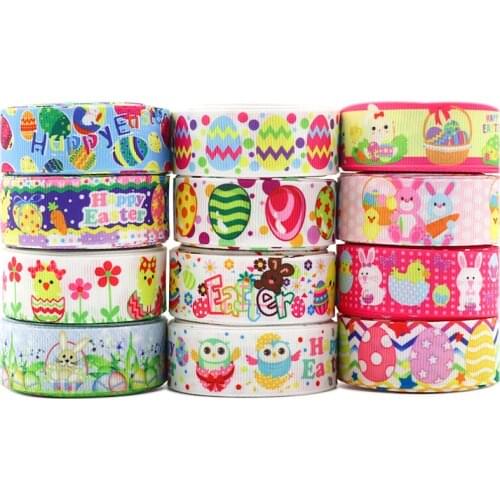 10 Yards 1'' 22MM Easter Printed Grosgrain Ribbons For Hair Bows DIY Handmade Materials Y2020122602