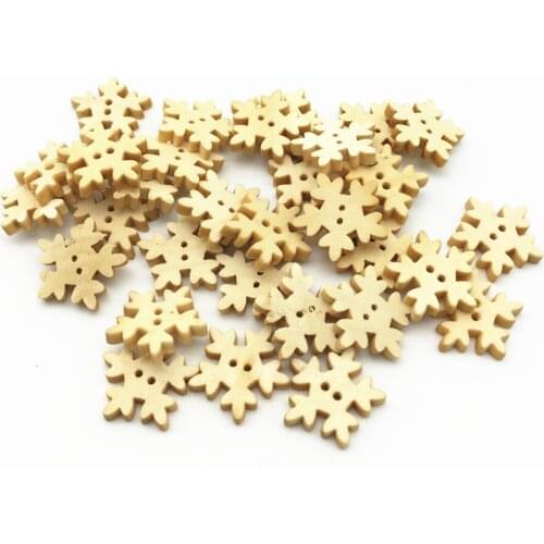 100pcs 18mm Natural Snowflake Wooden DIY Buttons Scrapbooking Sewing Accessories 2 Holes Button Christmas Crafts