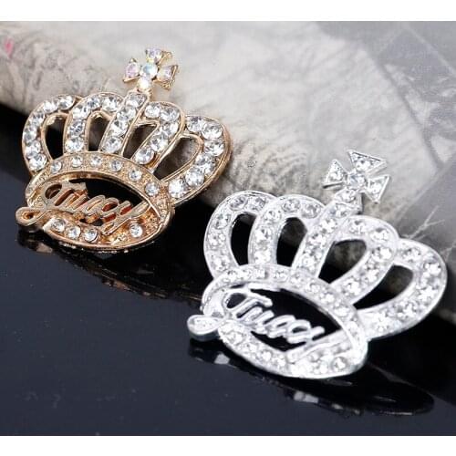 2015New 50Pcs English Letter Crown Rhinestone Embellishment Button for DIY Hair Accessories or Decorative Phone Case ZJ87