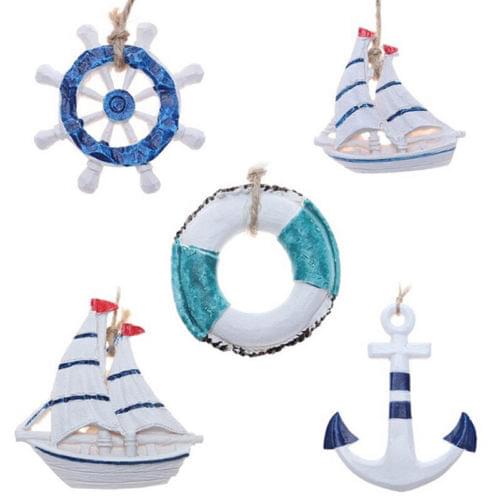5Pcs Decorative Anchor Shape Wooden Hanging Wall Hanging Ornament Nautical Decor Home Wall Ornament Hanger