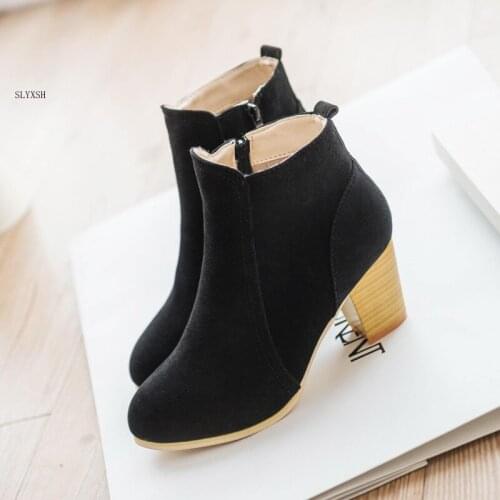 Free shipping!Autumn & winter short cylinder boots high heels boots shoes boots women ankle boots Side zipper thick scrub