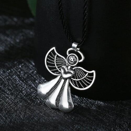 CHENGXUN Piercing Love Angel Filigree Pendent Necklace for Women Men Stainless Daily Jewelry Peace Happy Unique Symbol Girl Kids
