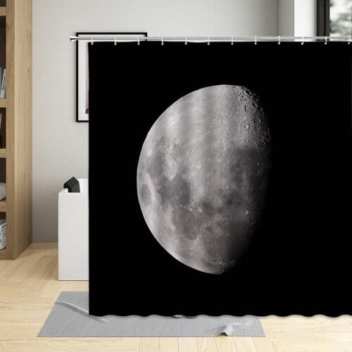 Black Shower Curtain Moon In The Water shadow Cartoons Couples Girl Dancing Background Bathroom Home Decorative Cloth Washable