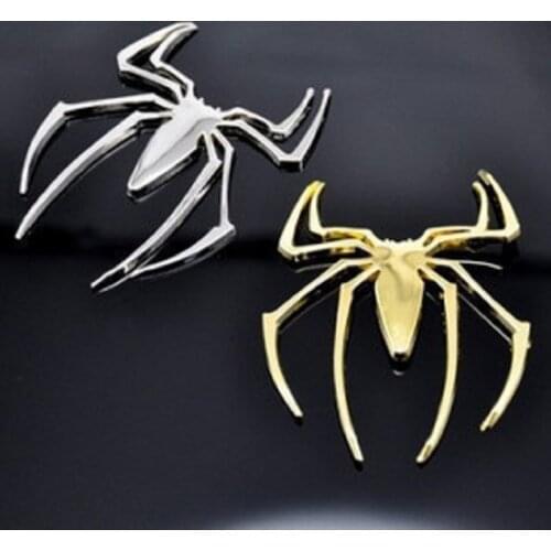 CHIZIYO 6x8CM Creative Car Styling 3D Metal Spider Car Stickers Silver Gold Sticker For Car Auto Decals