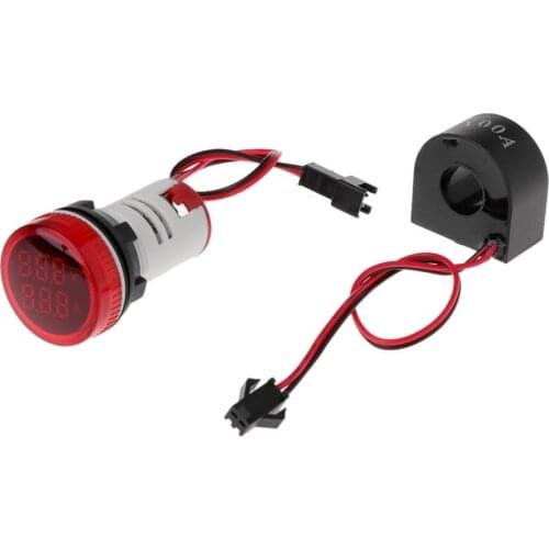 Digital Voltmeter Ammeter 22mm Round AC 50-500V 0-100A Voltage Volt Amp Monitor