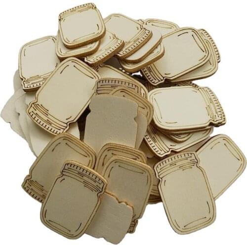 30PCS Wooden Mason Jar Cutouts Wooden Pieces Craft Embellishments for DIY Art Craft Birthday Gifts DIY Childrens Party Decor