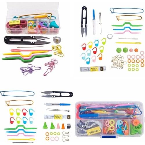 DIY Craft Knitting Needles Tools Set Crochet Hooks Clip Stitch Markers Scissors