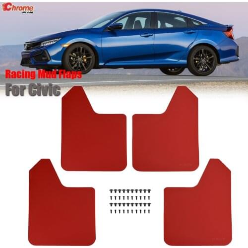 For Honda Civic Type R S Si X SE Coupe Tourer W/Clips 1995-on Red Mud Flaps Mudflaps Splash Guards Mudguards W/Clips