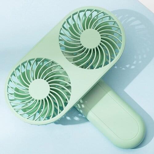 Dual Wind Handheld Fan Mini 90° Rotate Rechargeable Portable for Outdoor