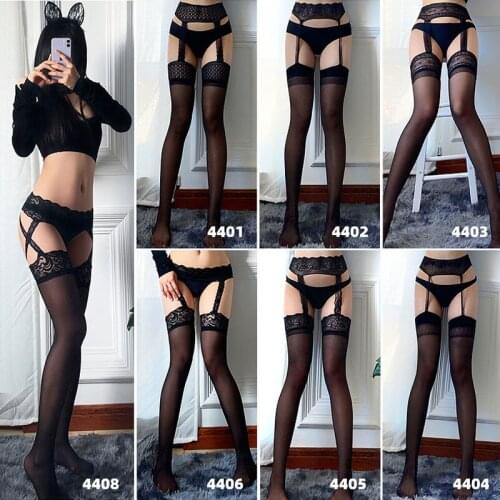 Erotic Sexy Lace Body Stockings With Garter Belt For Women Open Crotch Pantyhose Plus Size Thigh High Stocking Sexy Lingerie