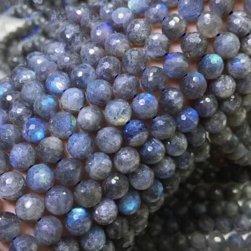 Icnway 15inch Natural Labradorite 6mm 8mm Faceted Round Gemstone Beads S925 Jewelry Making Necklace Bracelet Earrings