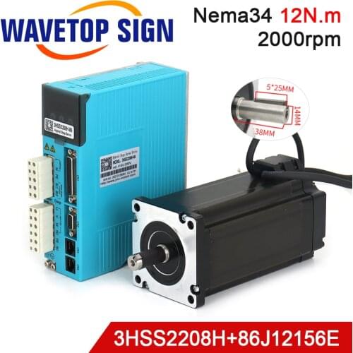JMC NEMA34 86 Series Engraver Closed Loop Stepper Motor 86J12156EC-1000 Voltage 75V Torque 8.5N.M +Servo Driver 3HSS2208H