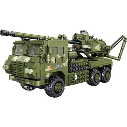 NEW Chinese Military Series Bricks Toys SH-15 115mm Vehicle Cannonball Tank Armored Car Set Building Blocks Assembly Kit Gifts