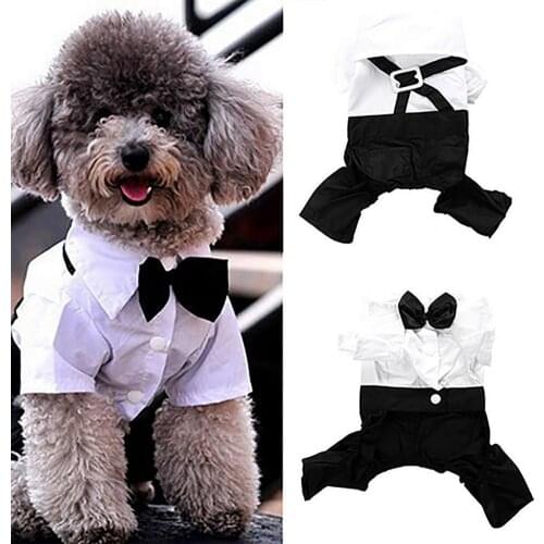 Dog Bow Tie Suit Wedding photo Fake two-piece shirt suit Teddy puppy clothes Cloth Stylish Pet Clothes Dog Clothing Dog T Shirt