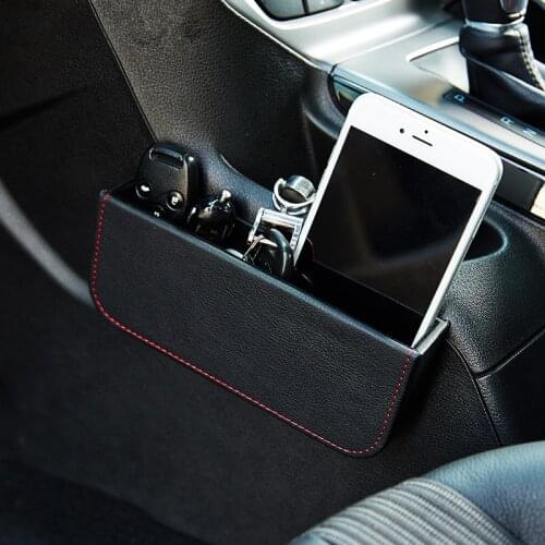 Leather Car Seat Side Storage Box Organiser Phone Pen Key Cigarette Auto Seats Gaps Organizer Door Stick Paste Pockets Holder