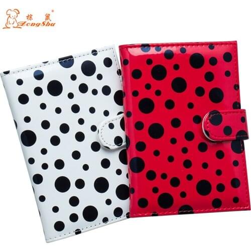 Red Spot pattern buckled card pu leather Fashion unisex passport holder bag travel ID credit ticket passport soft folder cover