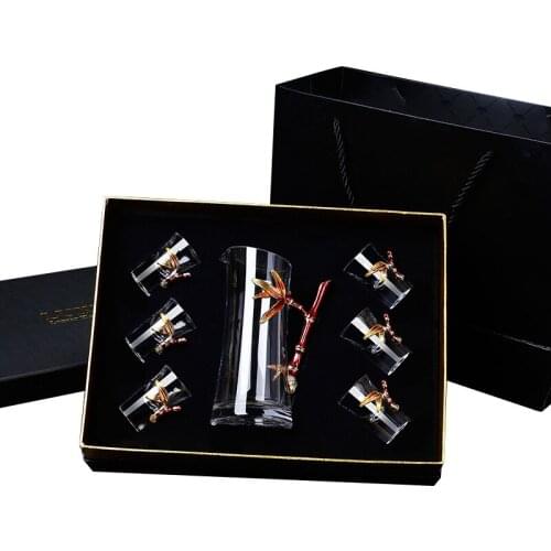 Creative enamel white wine glass small capacity wine cup bamboo design wine glass 7pcs-set free shipping