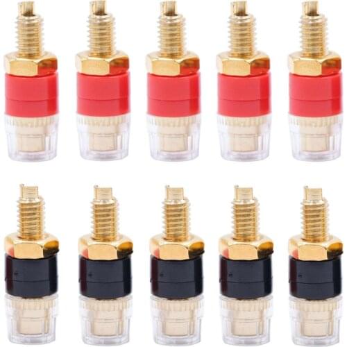 10PCS SPEAKER TERMINAL Mini Gold Plated Brass Amplifier Binding Post Banana Plug Jack Socket Audio Connector HiFi DIY