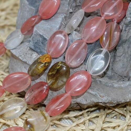 Fashion Multicolored Watermelon Tourmaline 10x14mm Oval Stone Jaspers Loose Beads Free Shipping Elegant Jewelry Making 15"B259-1
