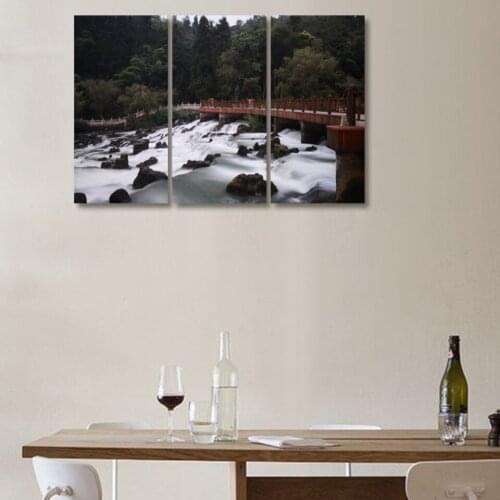 3Ps KIT Bridge in the forest Canvas Painting Modern Home Decoration Living Room Bedroom Canvas Print Painting Wall Decor Picture