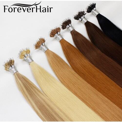 FOREVER HAIR 0.8g/s 14" 100% Real Remy Nano Ring Human Hair Extensions Full Cuticle Micro Bead Straight European Hair On Capsule