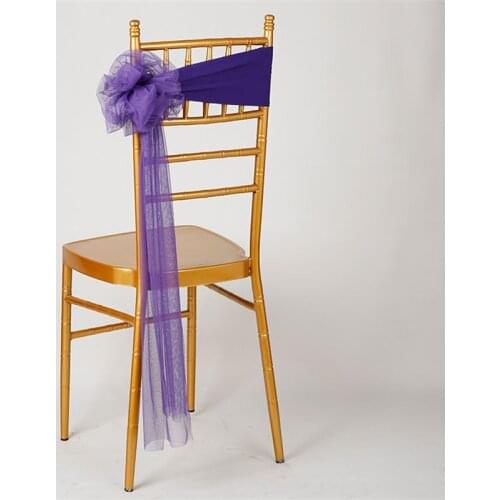 New Arrived 10pcs/lot Spandex free tie stretch wedding chair cover with Organza Fish tail chair decoration