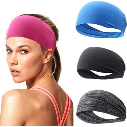 1Pcs Solid Nonslip Elastic Yoga Headband Sport Sweatband Women/Men Running Sport Wide Cloth Hair Band Turban Outdoor Gym Bandage