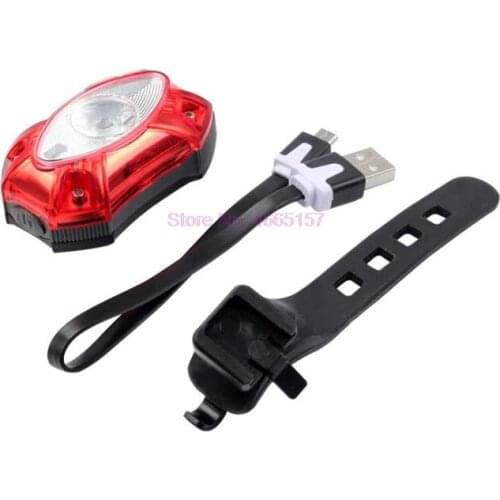 By DHL 50pcs USB Rechargeable Rear Tail Bike Light Lamp Taillight Rain Waterproof Bright LED Safety Cycling Bicycle Light