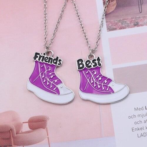2pcs Bff Basketball Shoes Pendant Necklace Women Best Friends Friendship Necklaces Fashion Christmas Jewelry Gifts Bijoux Femme