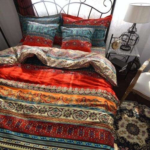 Bohemia Retro Printing Bedding Ethnic Vintage Floral Duvet Cover Boho Bedding 100% Brushed Cotton Bedding Sets