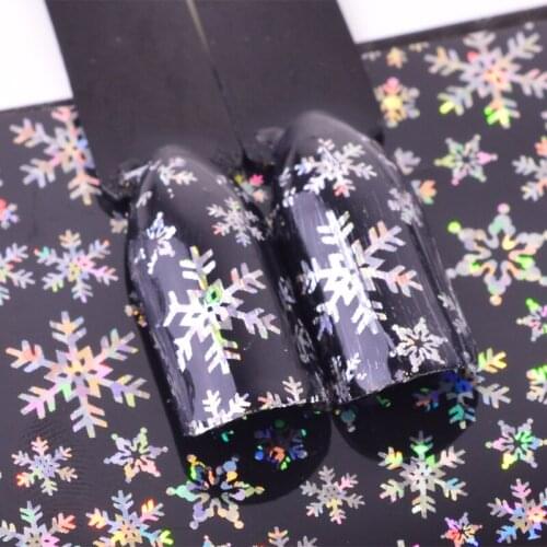Christmas Snowflakes Holographic Nail Foils 100cm Nail Art Transfer Foil Rolls Stickers Paper Wraps Winter Decorations TRXK94-95