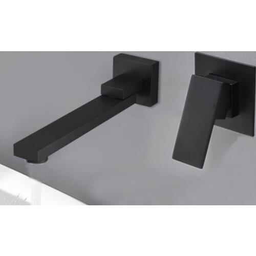 Concealed Installation black color Basin Faucet Hot and Cold Water Wall Mounted Basin Faucet BF999A