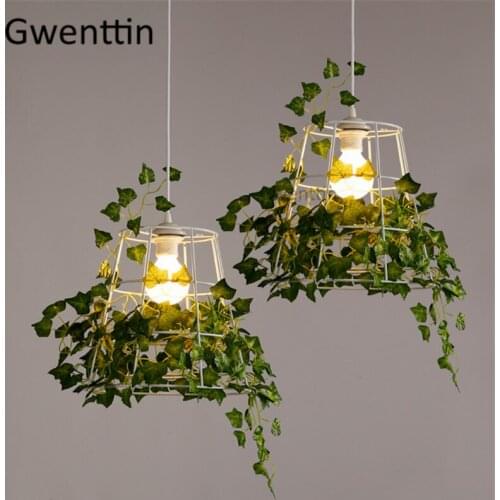 Modern Plant DIY Pendant Lights Led Nordic Bird Cage Hanging Lamp for Living Room Bedroom Suspension Luminaire Home Art Decor