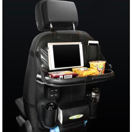 1pcs Car Seat Back Bag Organizer on Car USB Charger Storage Pu Leather Travel Multifunction Plate Pocket Stowing Tidying