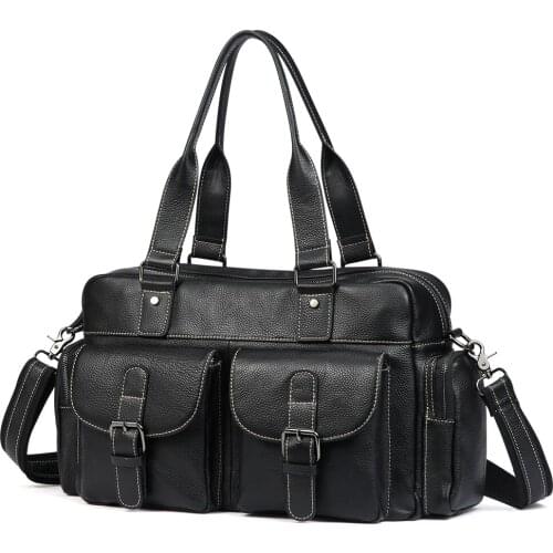 Man Genuine Leather Shoulder Messenger Bag Fashion Mens Briefcase Handbags 15" Laptop Mens Multifunction Bag