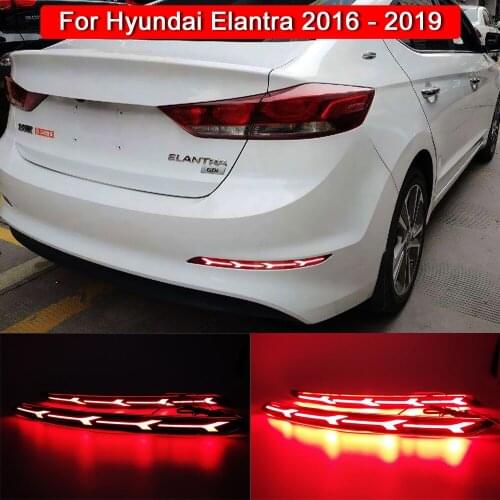 LED Rear Bumper Reflector Lamp Two Function Tail Brake Stop Light Red Running Light For Hyundai Elantra 2016 2017 2018 2019