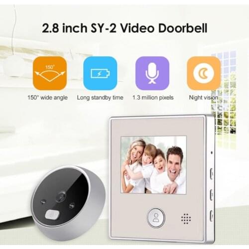Smart Wireless Video Doorbell Security Camera 150 Wide Angle Door Hole Diameter 0.59''-2.36'' 4 x AAA Batteries Powered