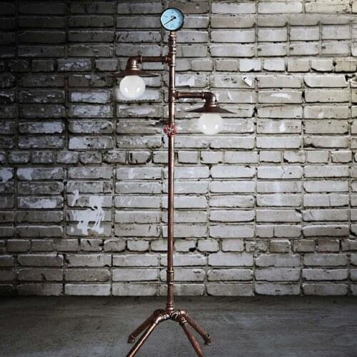 Vintage Creative Iron Water Pipe Floor Lamp Loft Industrial Standing Lamp Hotel Bedroom Study Living Room Light E27 Ming