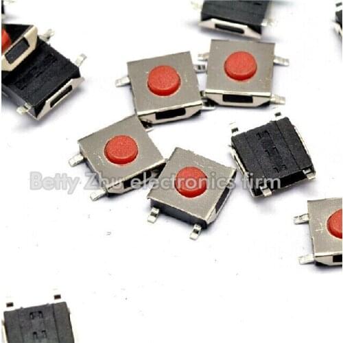 200PCS/LOT 6 * 6 * 3.1MM SMD Tact Switch 4 feet waterproof copper red head