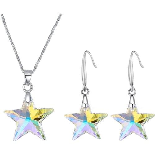 BAFFIN Fashion Crystals From Swarovski Jewelry Sets Colorful Star Beads Pendant Necklace Dangle Earrings Silver Color For Women