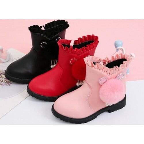 Winter Warm plush Children snow boots Fashion girls Boots Kids winter shoes Girls Pink Red Black 4 5 6 7 8 9 10-13T