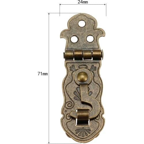 1Pc Antique Bronze Wooden Box Toggle Lock Box Buckles Latch Clasp Pattern Carved Flower Book Lock Tone 71x24mm